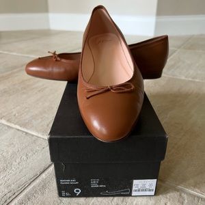 NWOT J.Crew Brown Leather Ballet Flat - W 9